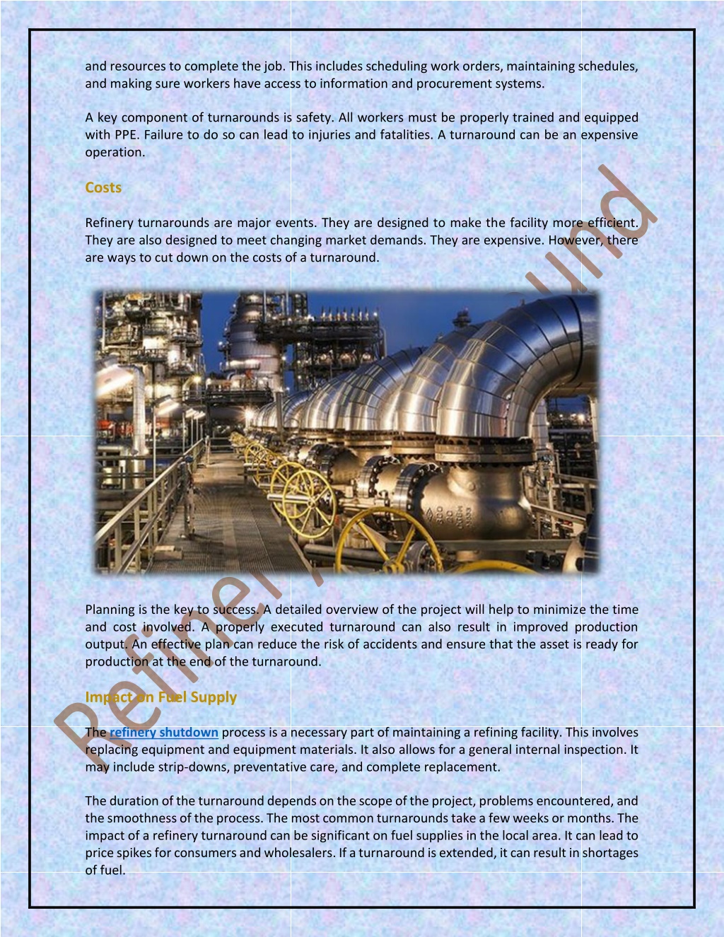 PPT Refinery Turnaround Process Makes Smooth Performance PowerPoint