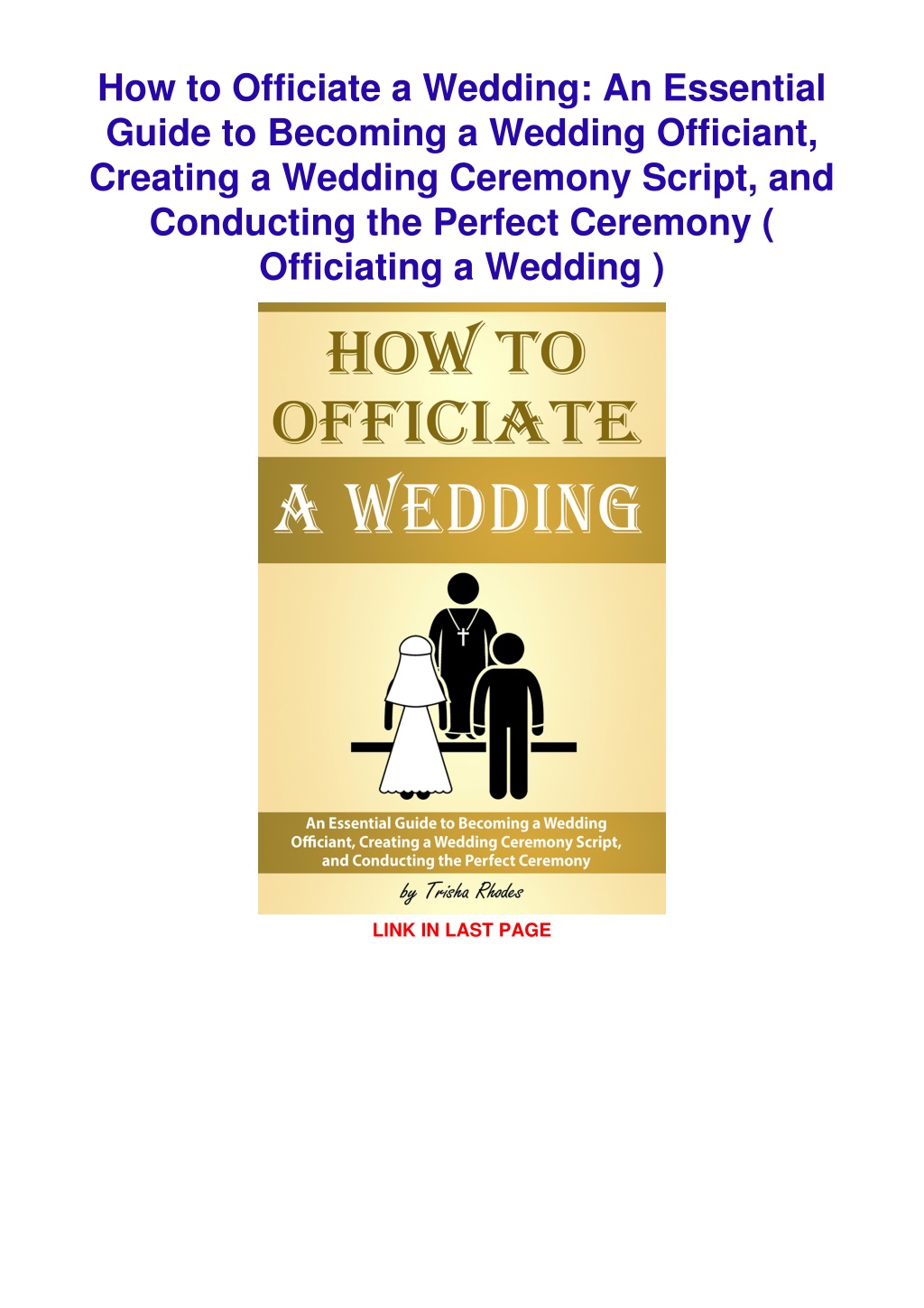 Ppt Pdfdownload How To Officiate A Wedding An Essential Guide To Becoming A Wedd 9603