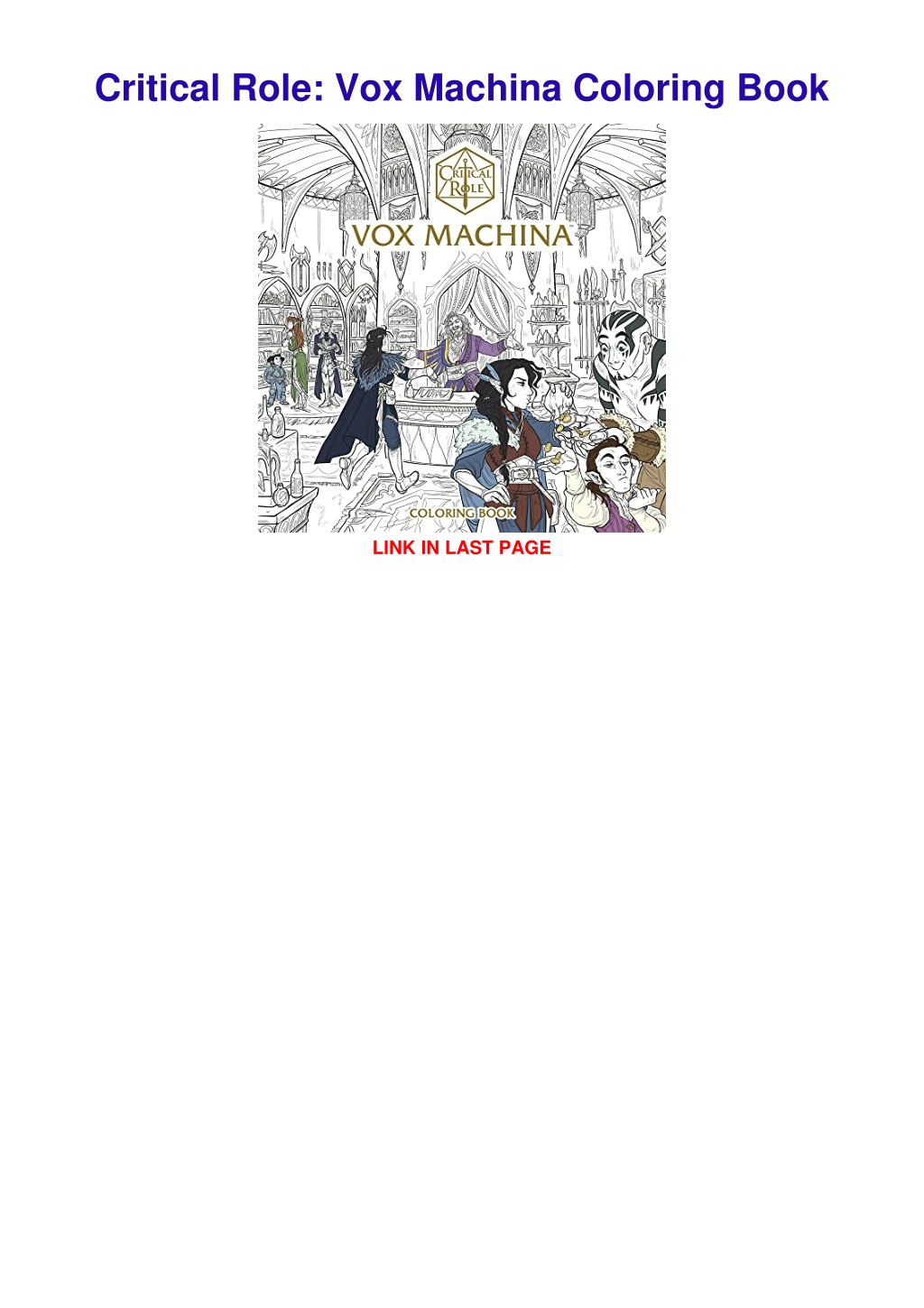 PPT (PDF/DOWNLOAD) Critical Role Vox Machina Coloring Book