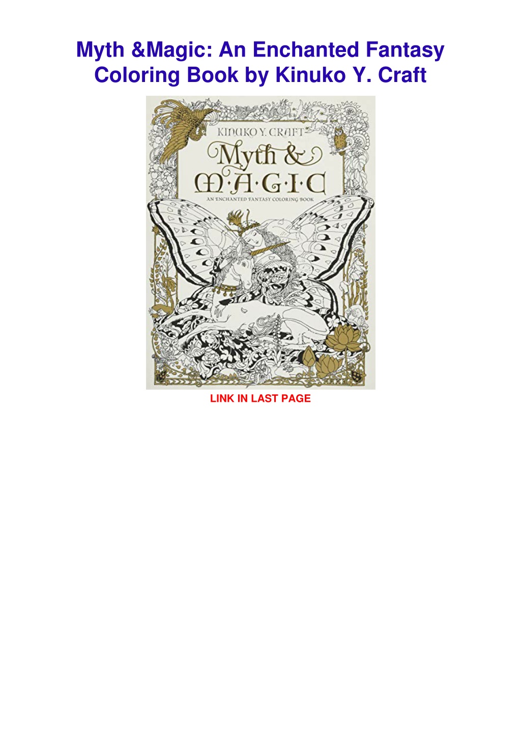 PPT _PDF_ Myth & Magic An Enchanted Fantasy Coloring Book by Kinuko