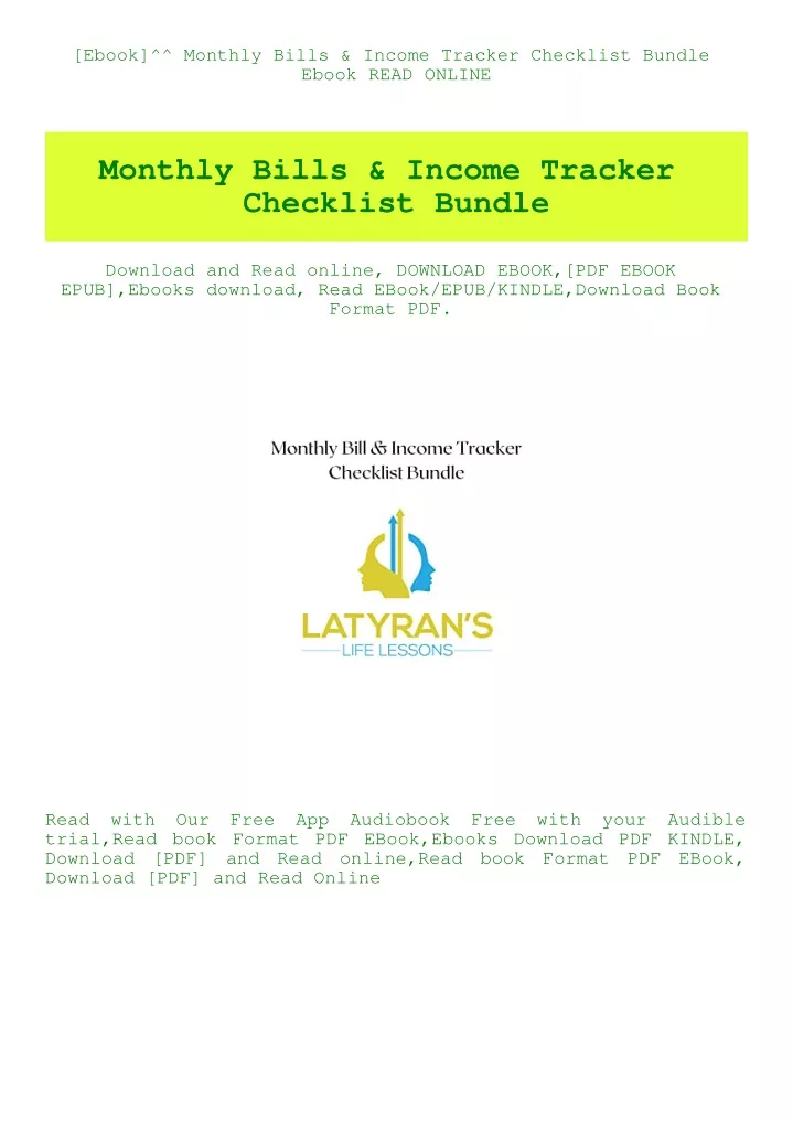 PPT [Ebook]^^ Monthly Bills & Tracker Checklist Bundle Ebook