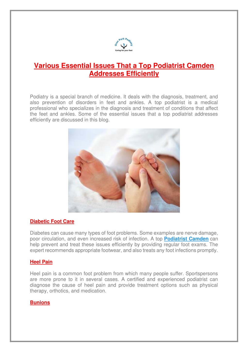 PPT Various Essential Issues That a Top Podiatrist Camden Addresses Efficiently PowerPoint