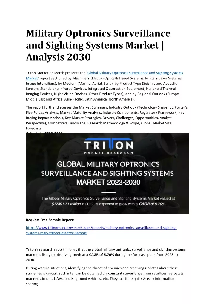 Ppt - Military Optronics Surveillance And Sighting Systems Market 