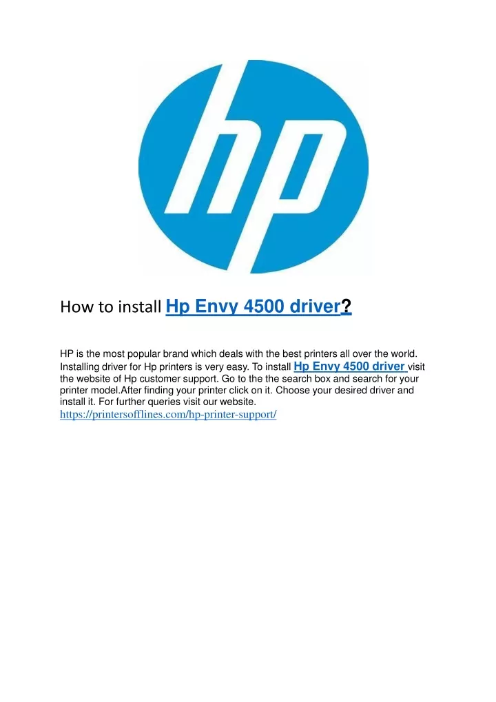 download hp envy 4500 driver windows 10