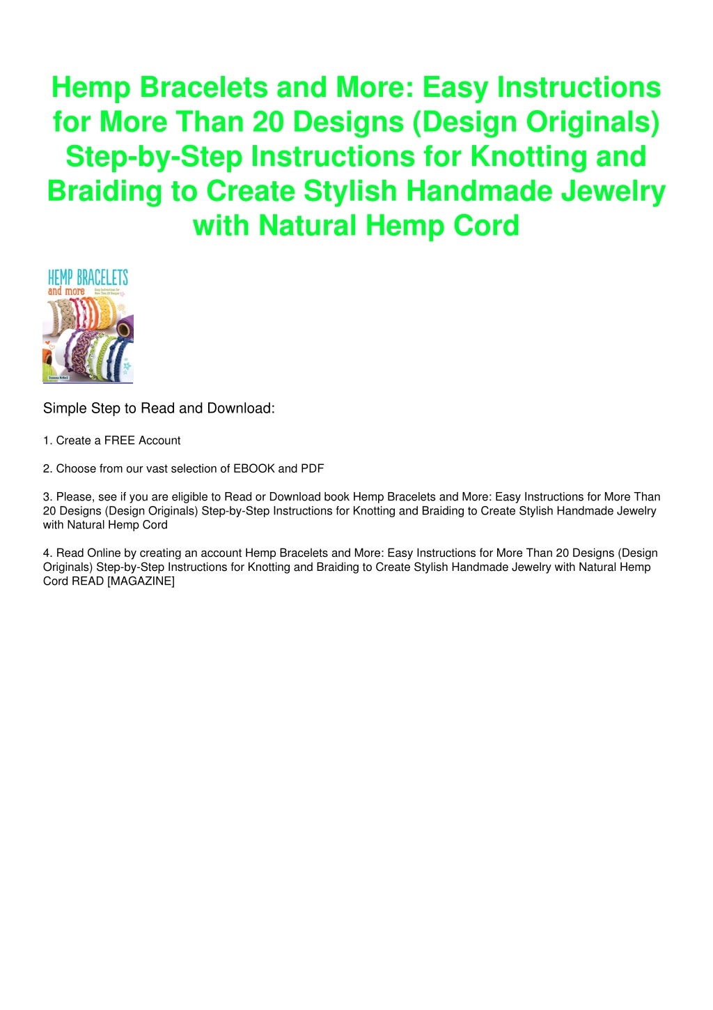 PPT - DOWNLOAD/PDF Hemp Bracelets and More: Easy Instructions for More ...