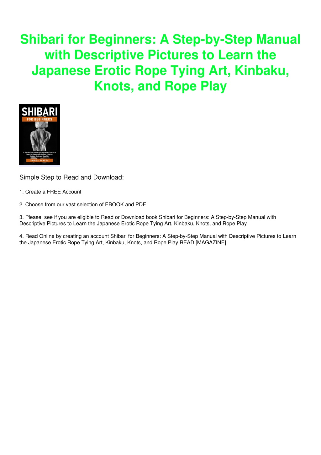 Ppt Download Pdf Shibari For Beginners A Step By Step Manual With