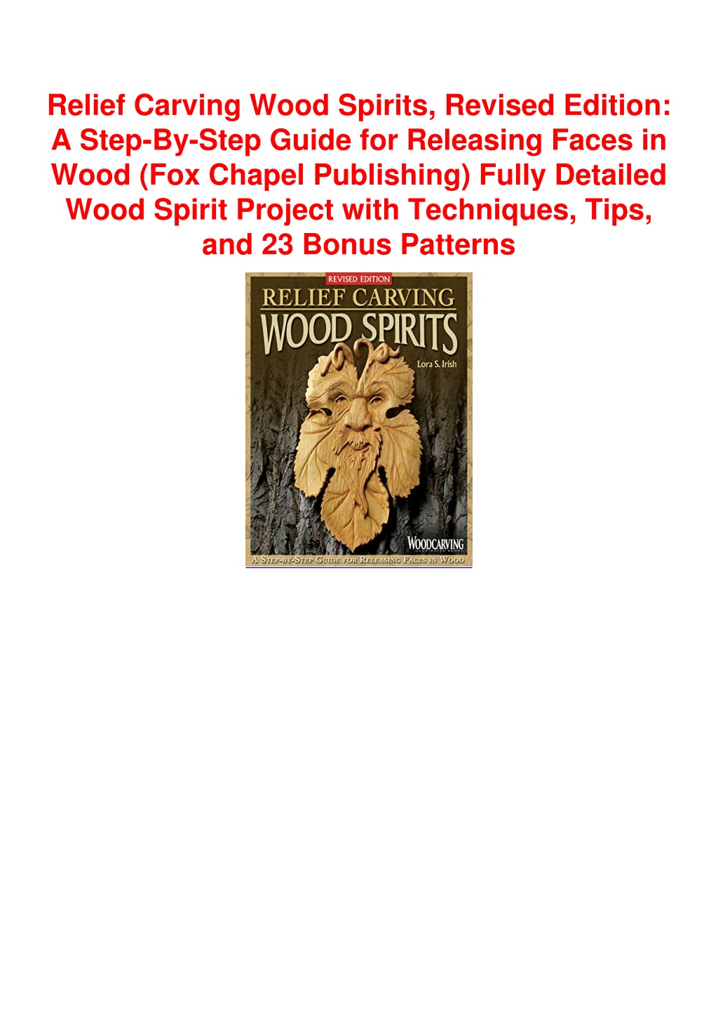 Ppt Pdf Book Relief Carving Wood Spirits Revised Edition A Step By