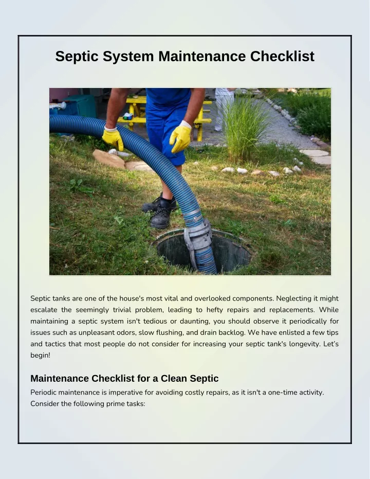 Ppt A Brief Note Regarding Septic System Maintenance Powerpoint Presentation Id 11913375