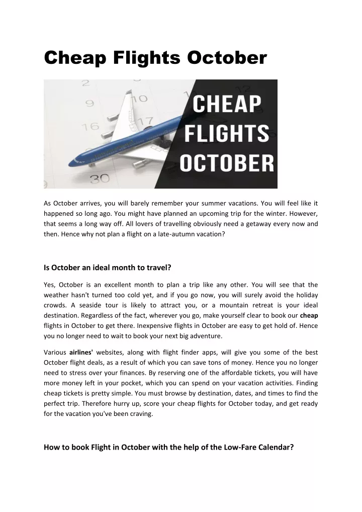 PPT Cheap Flights October PowerPoint Presentation, free download ID