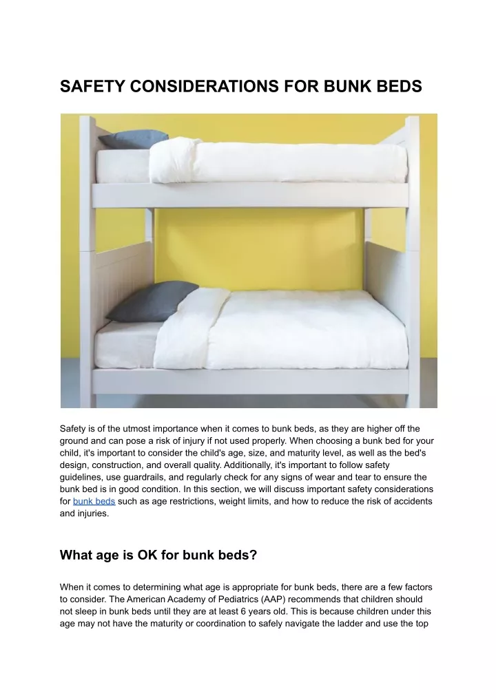 PPT SAFETY CONSIDERATIONS FOR BUNK BEDS PowerPoint Presentation, free
