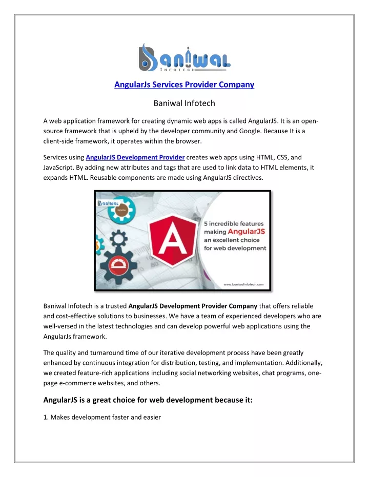 PPT - AngularJs Development Services Provider Company - Baniwal ...