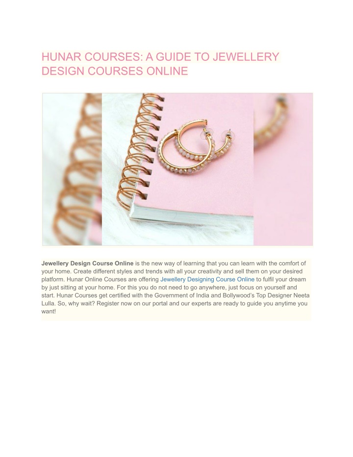 PPT - HUNAR COURSES_ A GUIDE TO JEWELLERY DESIGN COURSES ONLINE 