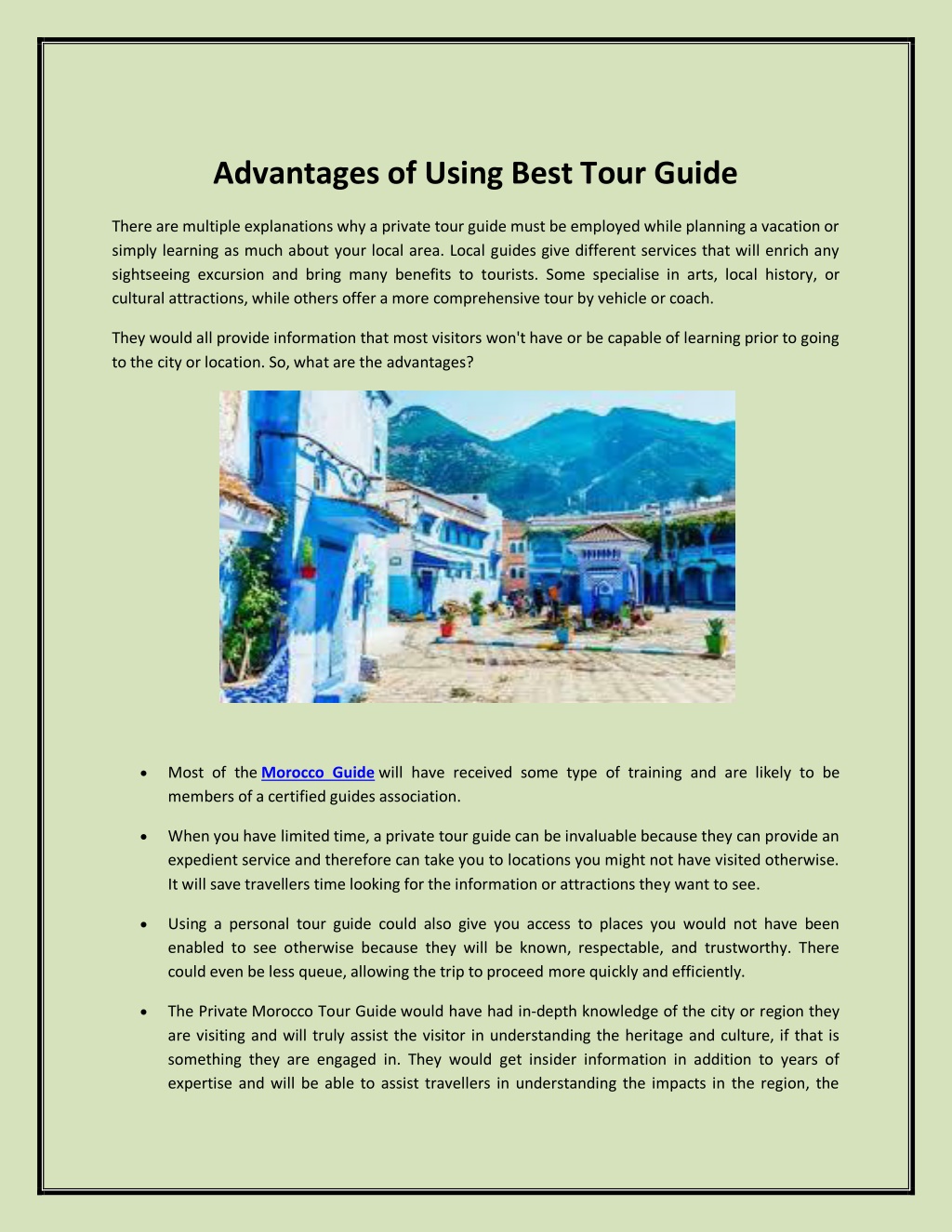 advantages of using tour guide