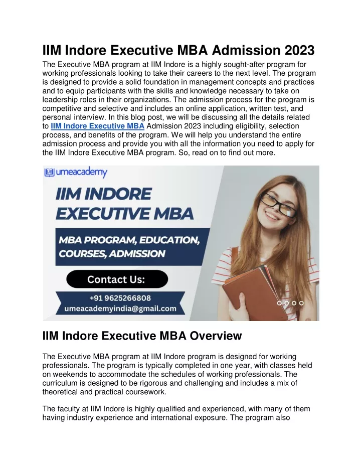 PPT - IIM Indore Executive MBA Admission 2023 PowerPoint Presentation ...