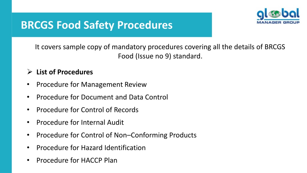 PPT - BRCGS Food Safety Issue 9 Documentation Kit PowerPoint ...