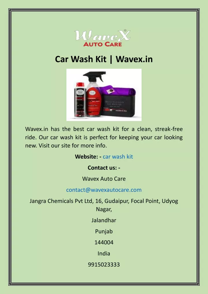 PPT Car Wash Kit Wavex.in PowerPoint Presentation, free download ID