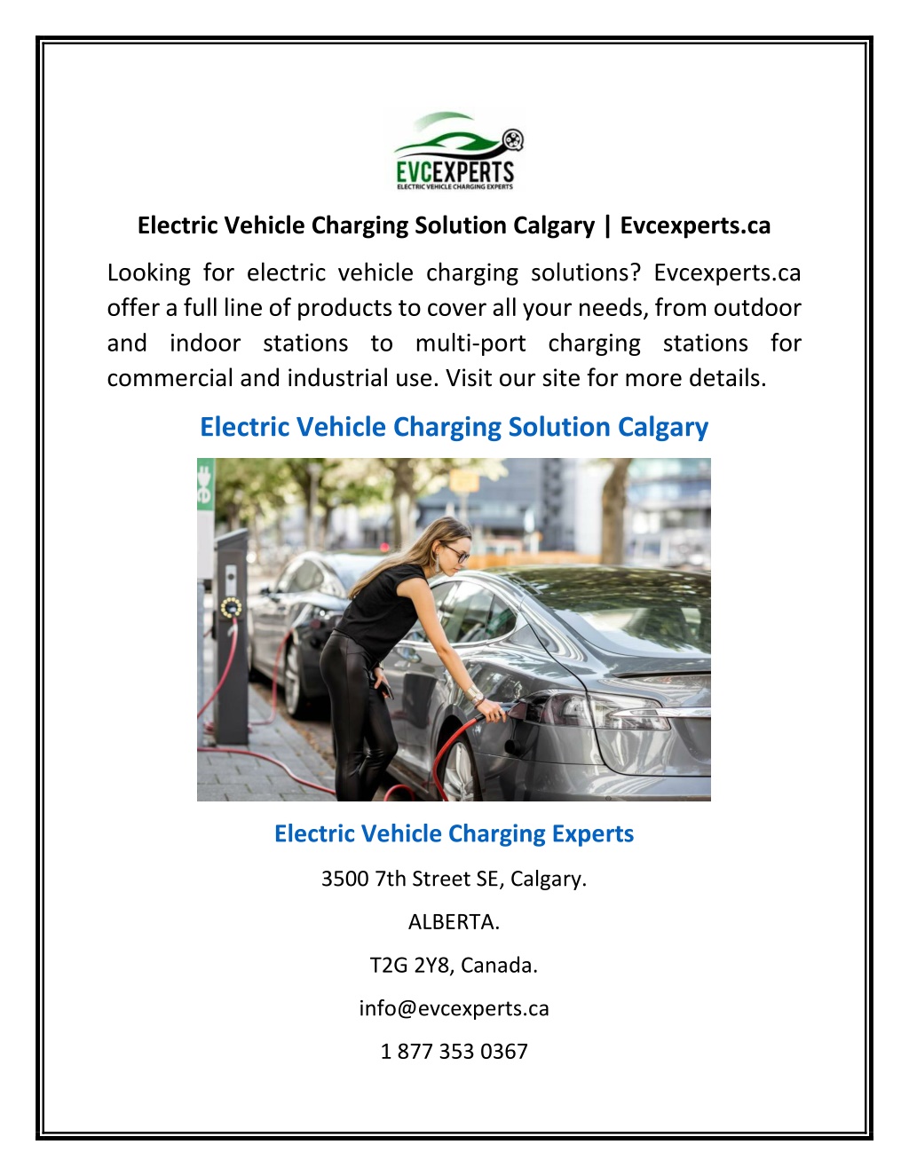 PPT Electric Vehicle Charging Solution Calgary Evcexperts.ca