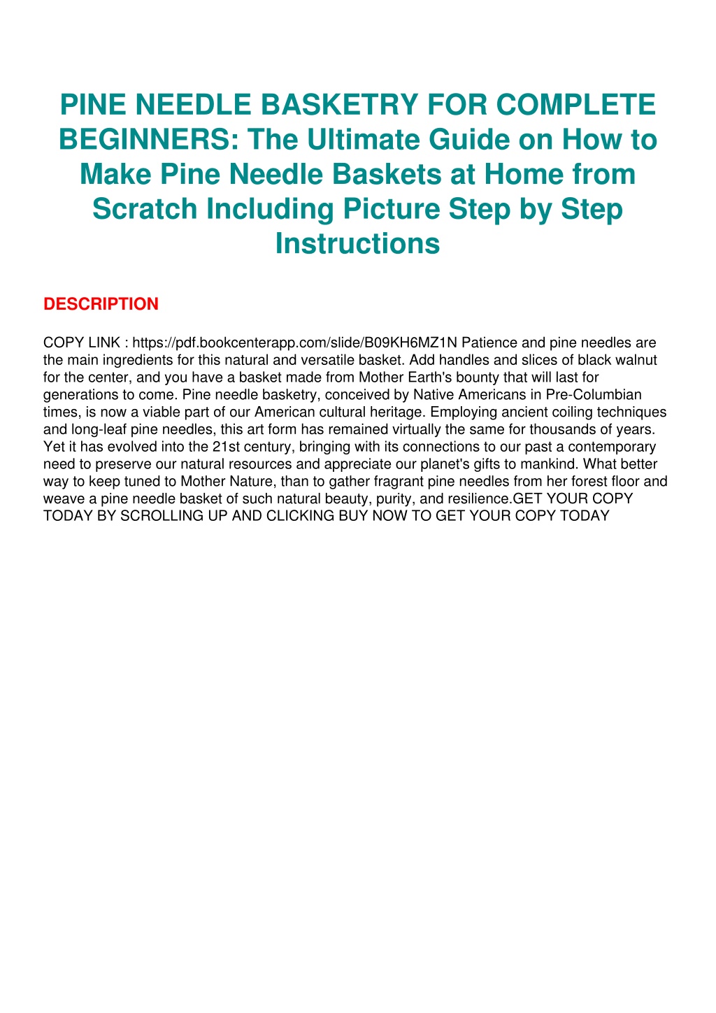 PPT - PDF/READ PINE NEEDLE BASKETRY FOR COMPLETE BEGINNERS: The ...