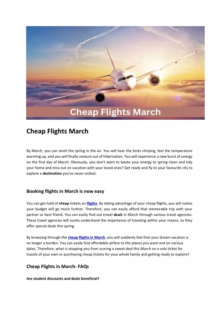 PPT Cheap Flights in March PowerPoint Presentation, free download