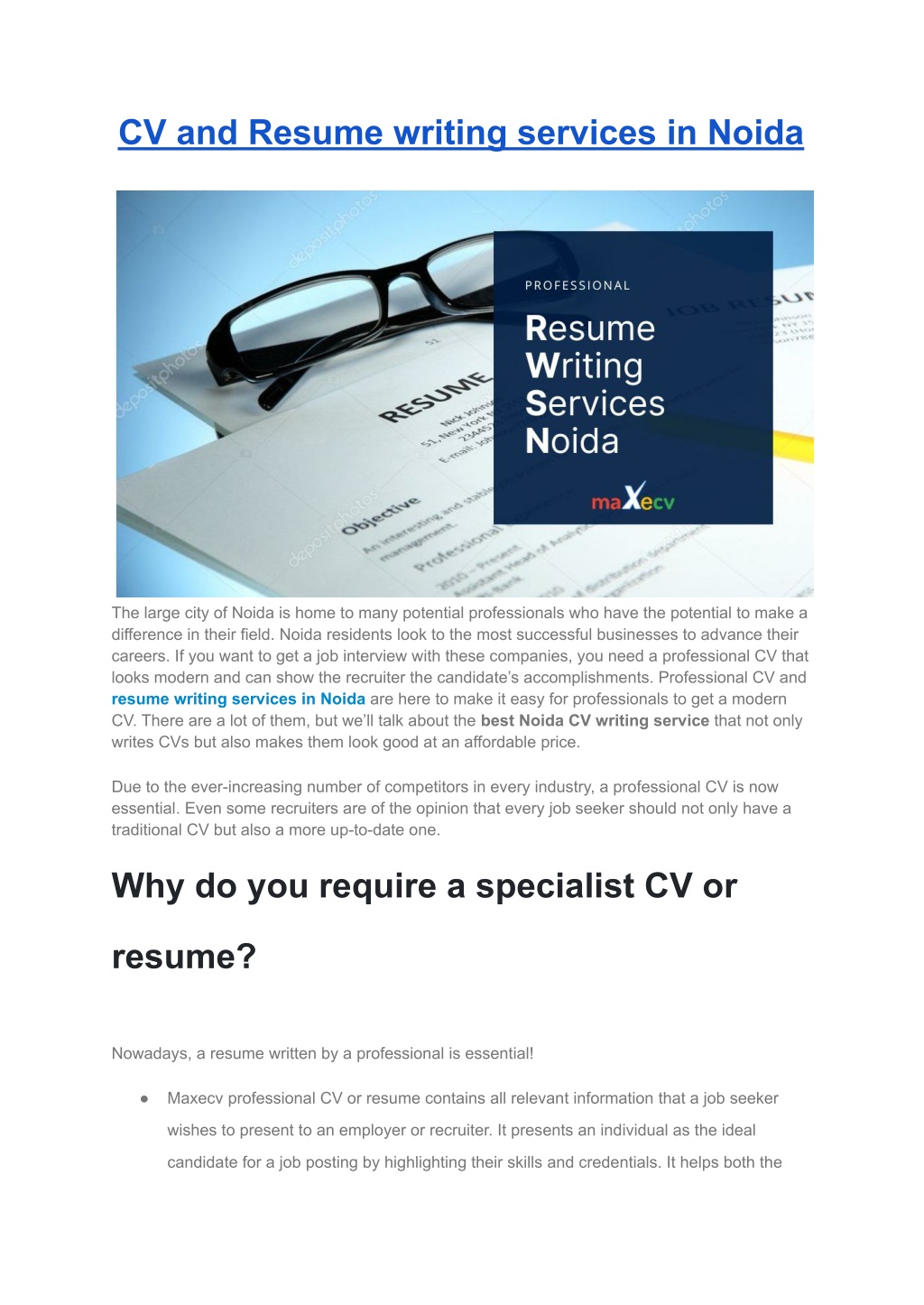 resume writing services in greater noida