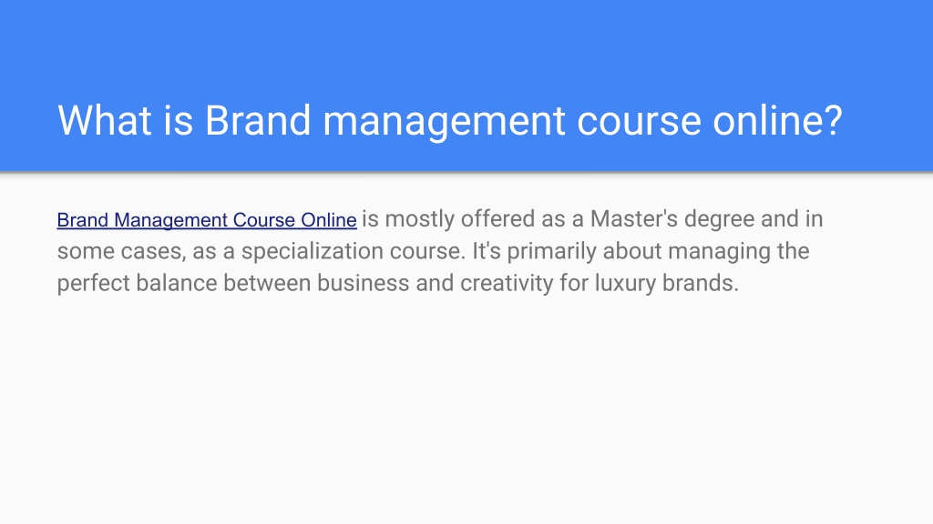 PPT - Brand Management Course Online PowerPoint Presentation, Free ...