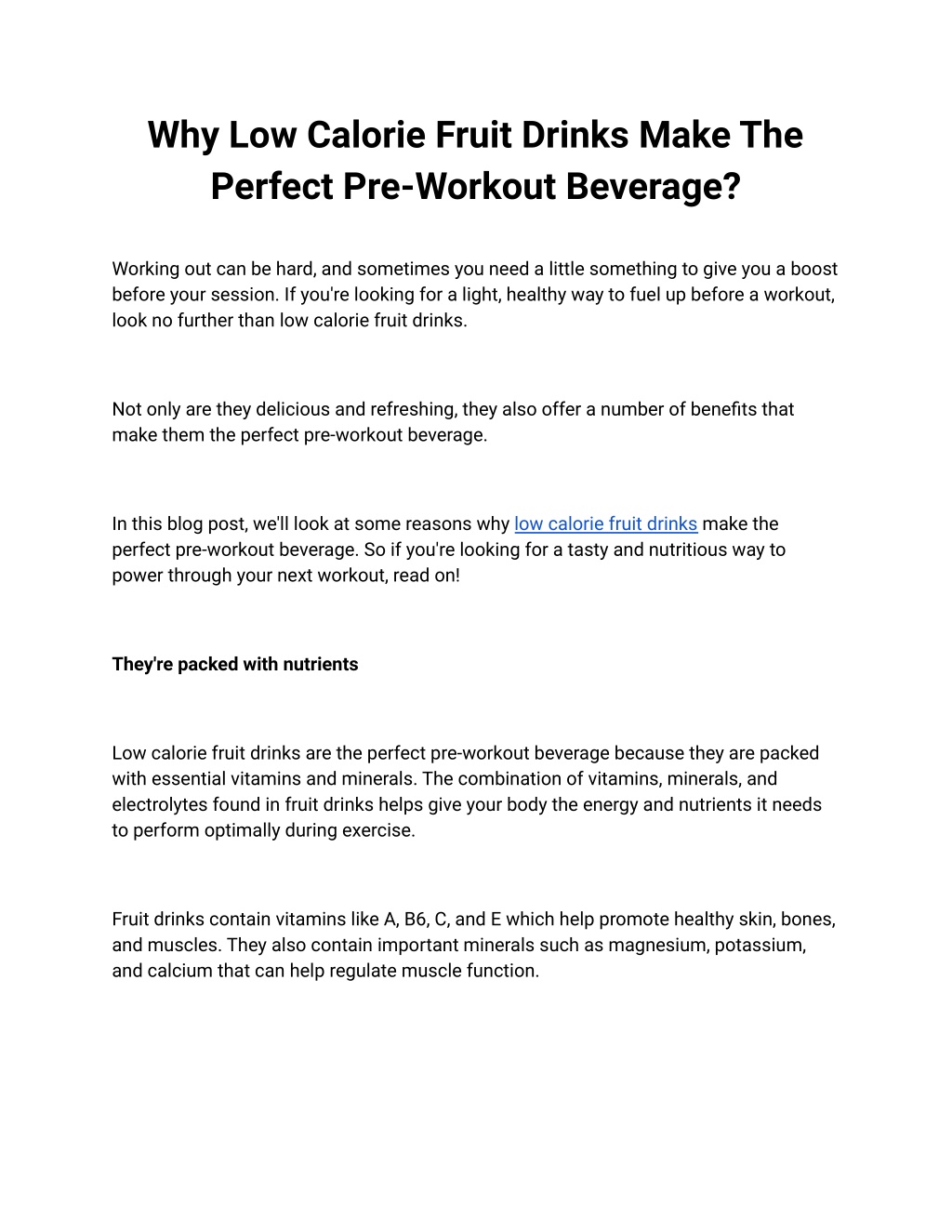 PPT Why Low Calorie Fruit Drinks Make The Perfect PreWorkout