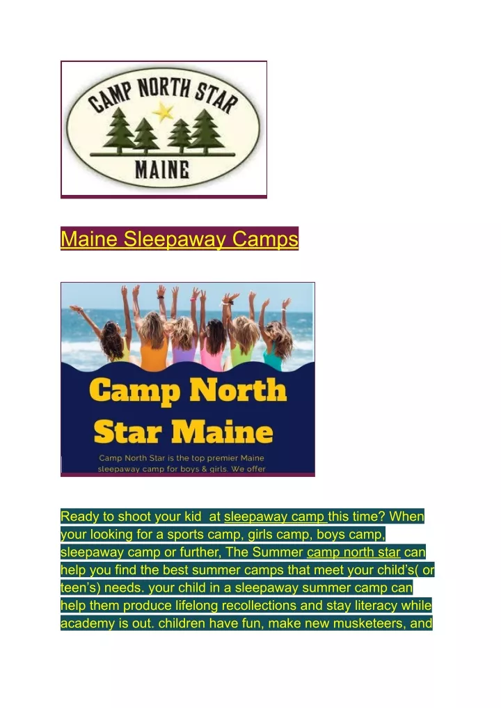 PPT Maine Sleepaway Camps PowerPoint Presentation, free download ID