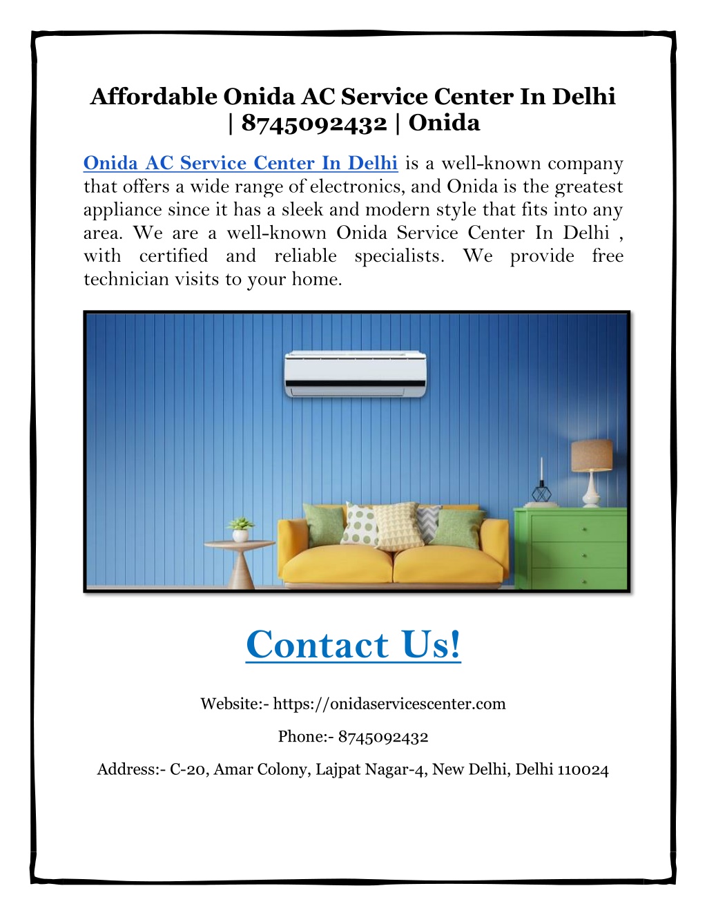PPT Best Onida AC Service Centre PowerPoint Presentation free PPT Best Onida AC Service Centre PowerPoint Presentation free