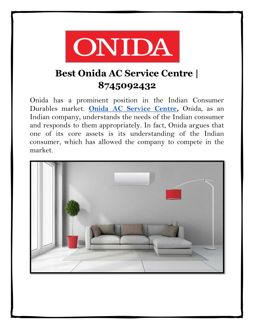 PPT Best Onida AC Service Centre PowerPoint Presentation free PPT Best Onida AC Service Centre PowerPoint Presentation free