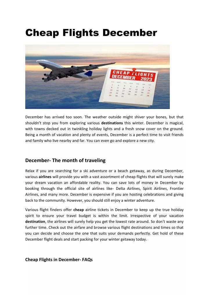 PPT Cheap Flights December PowerPoint Presentation, free download