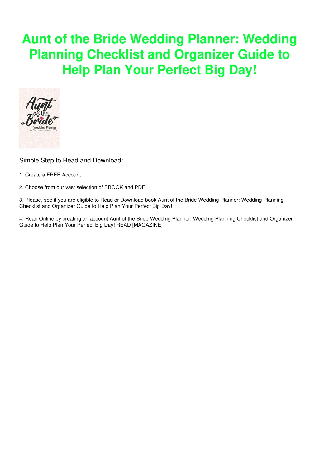 Ppt Pdfbook Aunt Of The Bride Wedding Planner Wedding Planning Checklist And Organ 