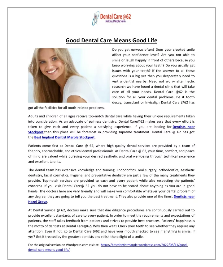 PPT Good Dental Care Means Good Life PowerPoint Presentation, free