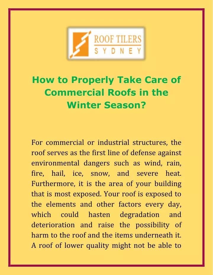 how to properly take care of commercial roofs n.