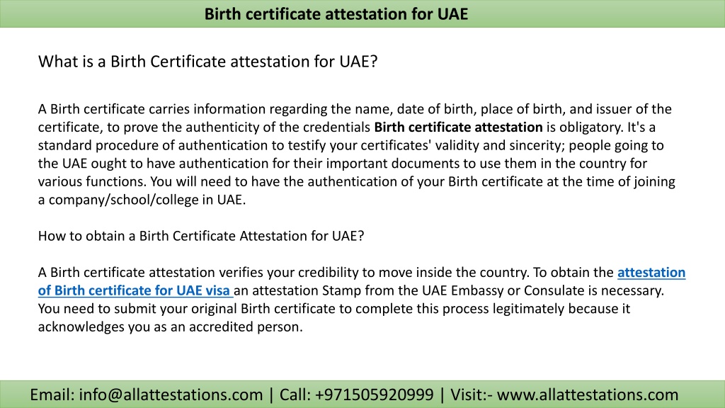 Ppt How To Get Birth Certificate Attestation For Uae Powerpoint Presentation Id11928612 9350