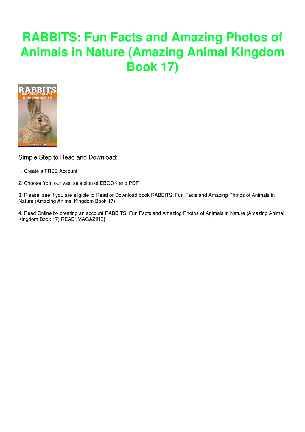 PPT - (PDF/DOWNLOAD) RABBITS: Fun Facts and Amazing Photos of Animals ...