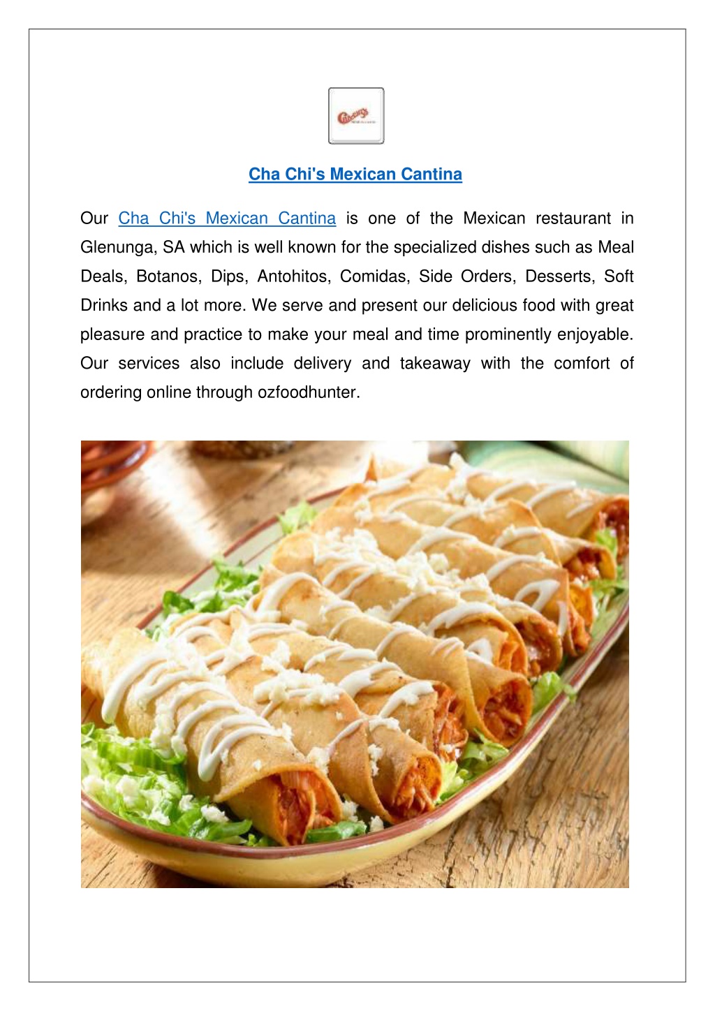 PPT Up to 10 offer order now Cha Chi s Mexican Cantina menu