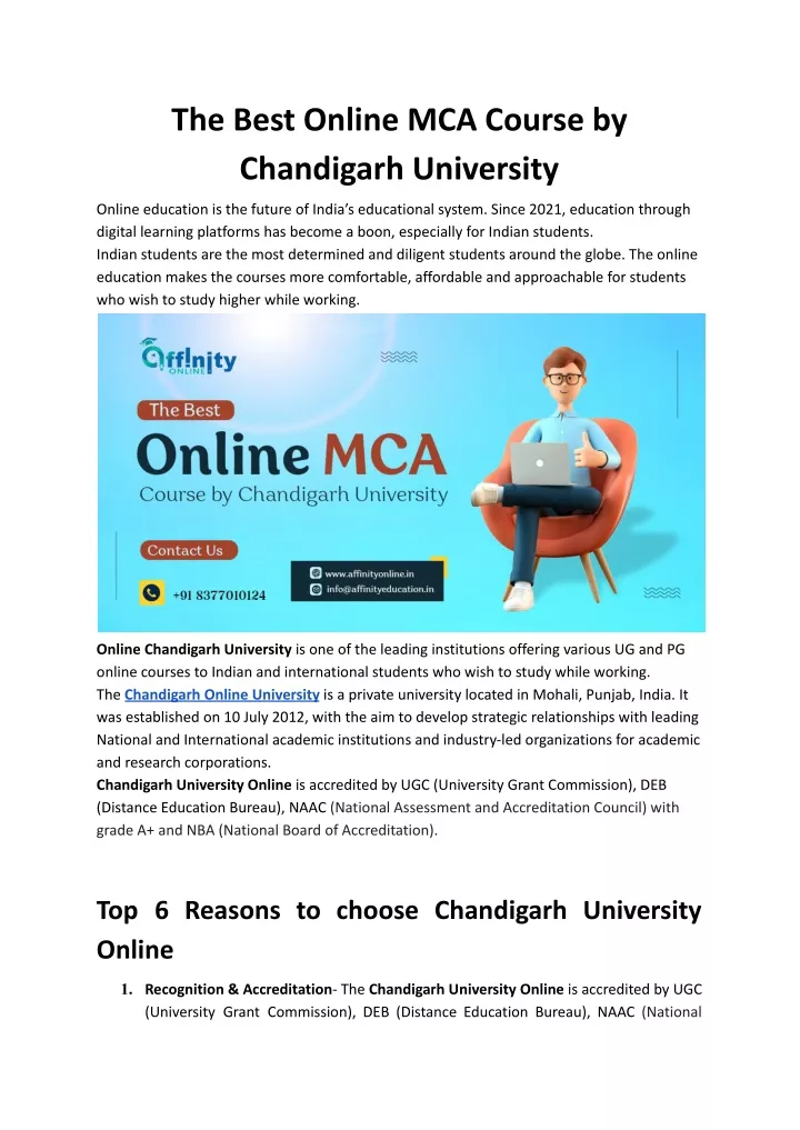 PPT - The Best Online MCA Course by Chandigarh University PowerPoint ...