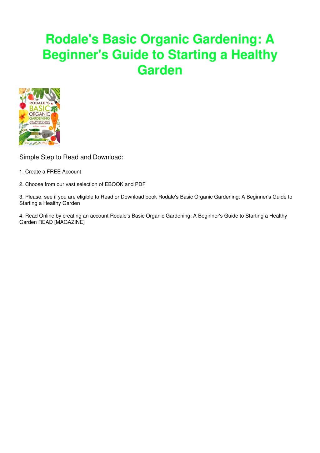 PPT - $PDF$/READ/DOWNLOAD Rodale's Basic Organic Gardening: A Beginner ...