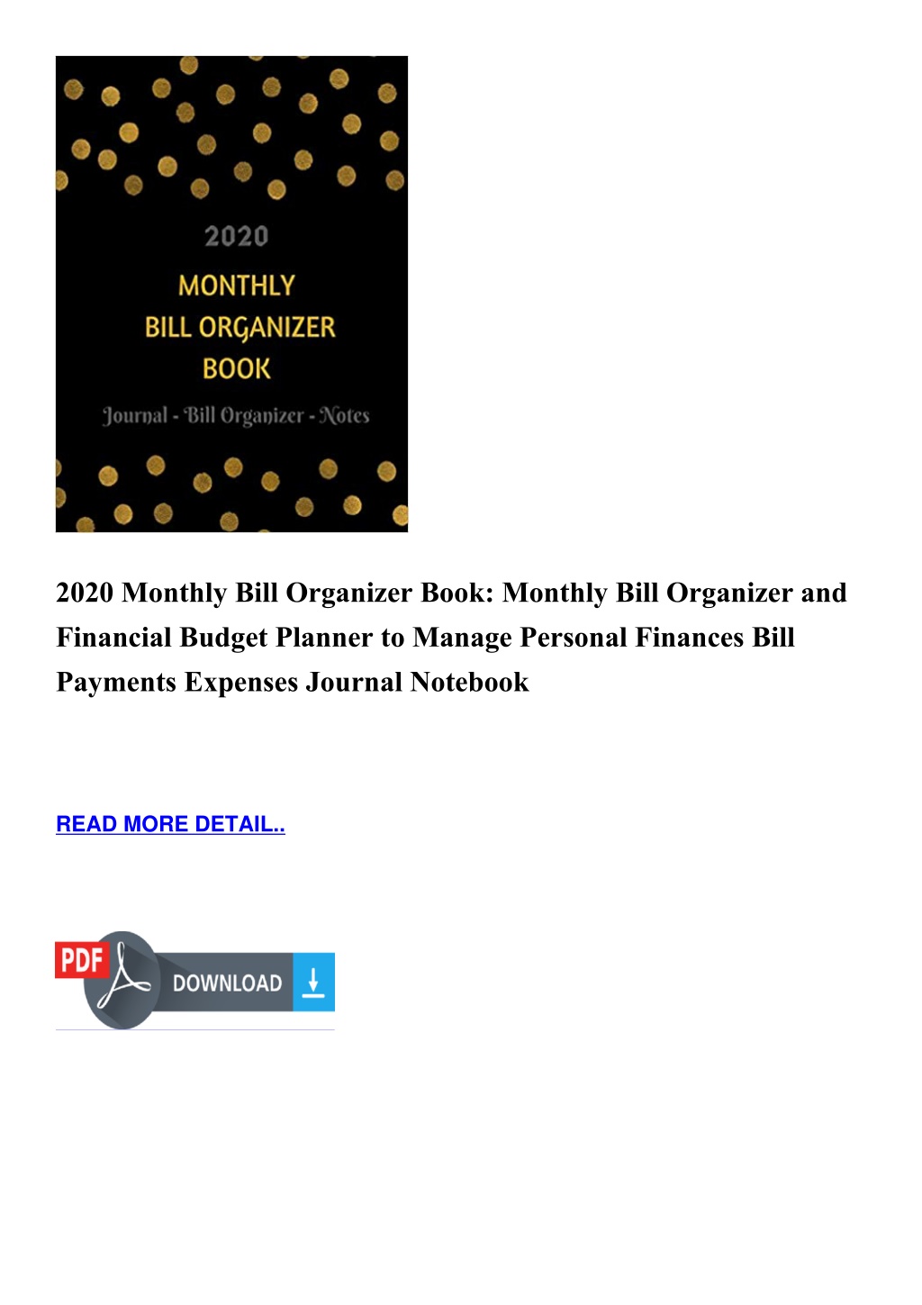 Ppt 2020 monthly bill organizer book monthly bill organizer and