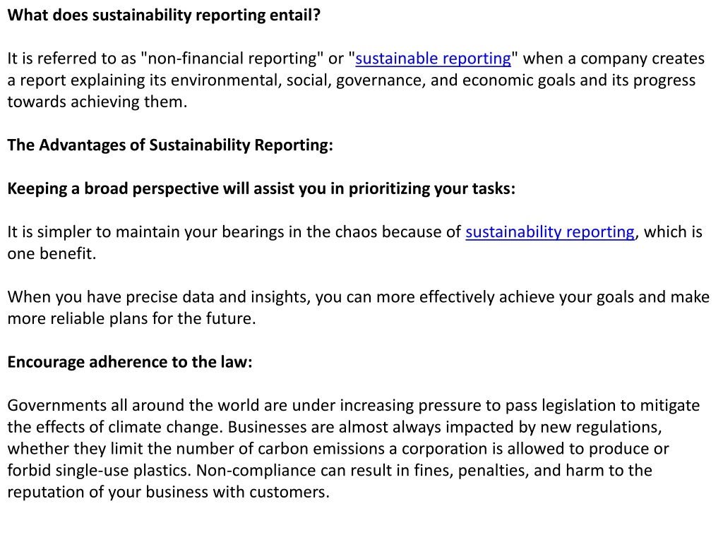 PPT - Advantages Of Sustainability Reporting PowerPoint Presentation ...