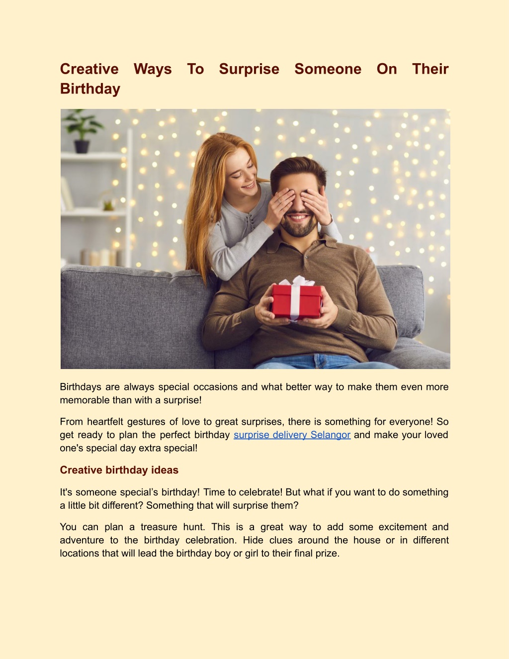 PPT - Creative Ways To Surprise Someone On Their Birthday PowerPoint ...