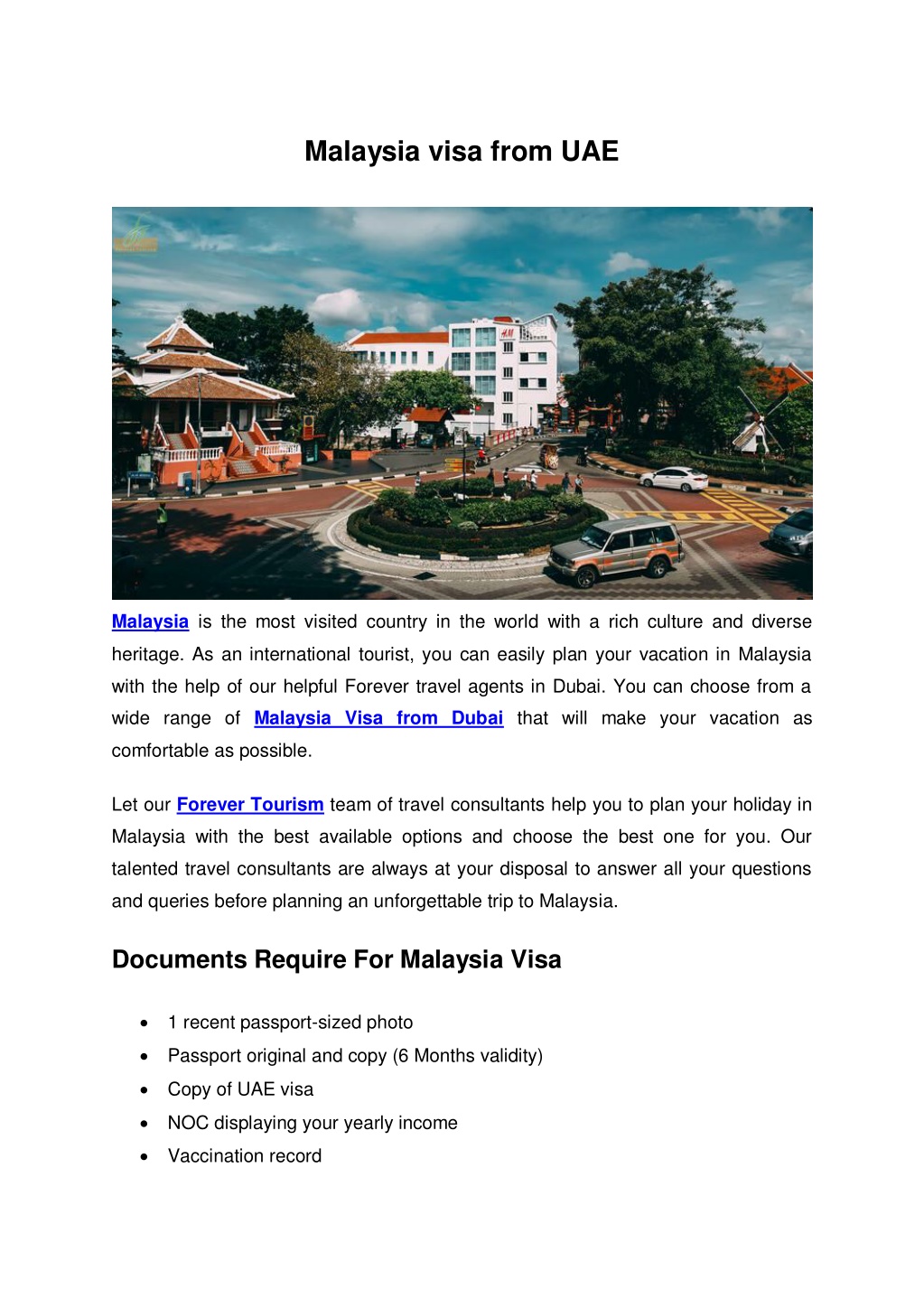 malaysia visit visa from uae