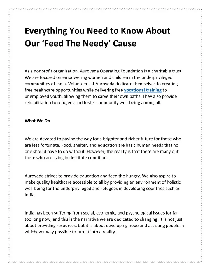 PPT - Everything You Need to Know About Our ‘Feed The Needy’ Cause PowerPoint Presentation - ID:11934093