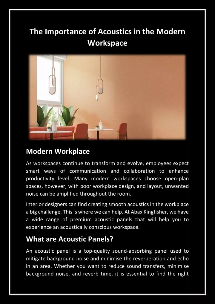 PPT - The Importance Of Acoustics In The Modern Workspace PowerPoint ...