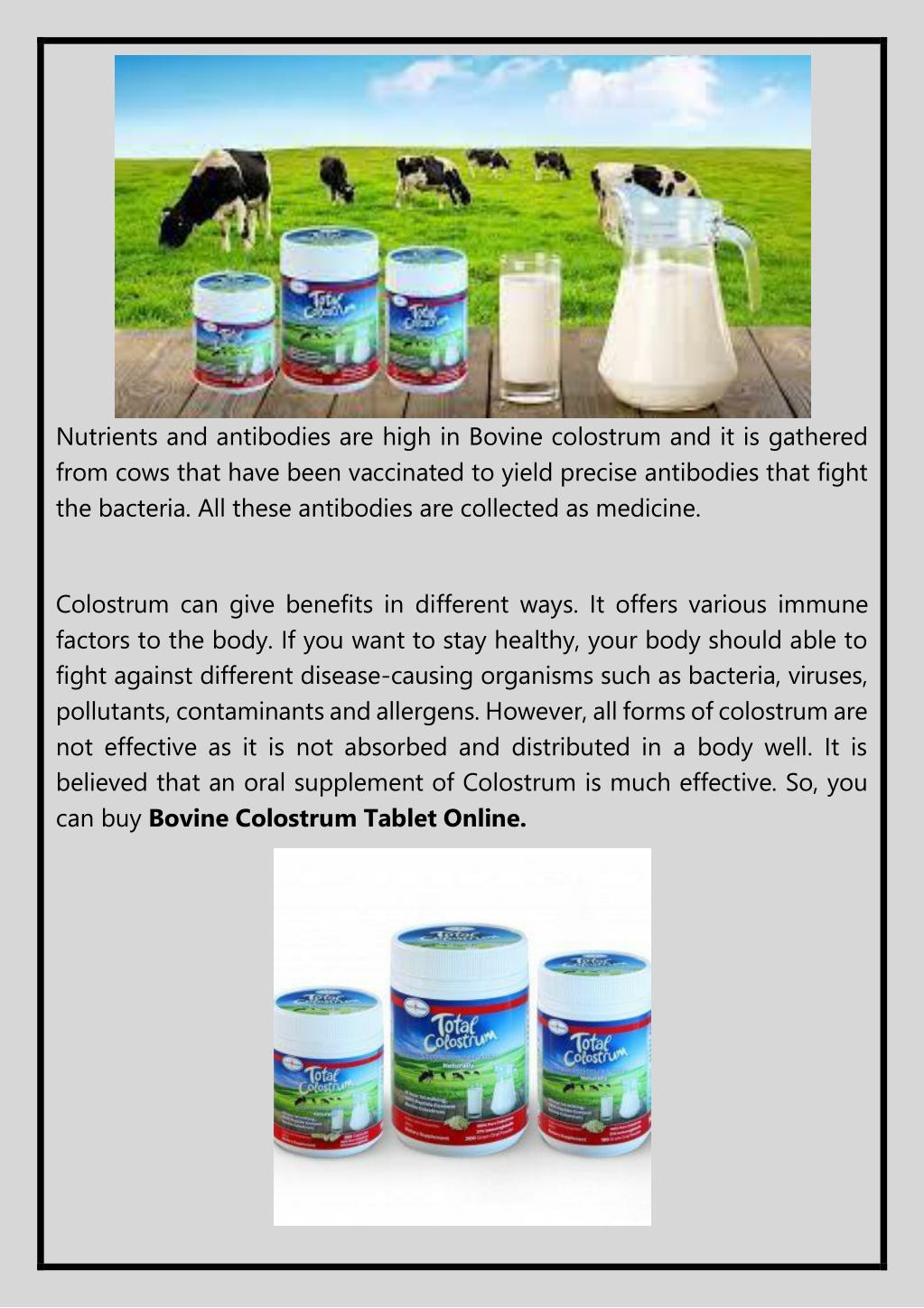 Ppt Benefits Of Bovine Colostrum Tablet Online Powerpoint Presentation Id 11935368