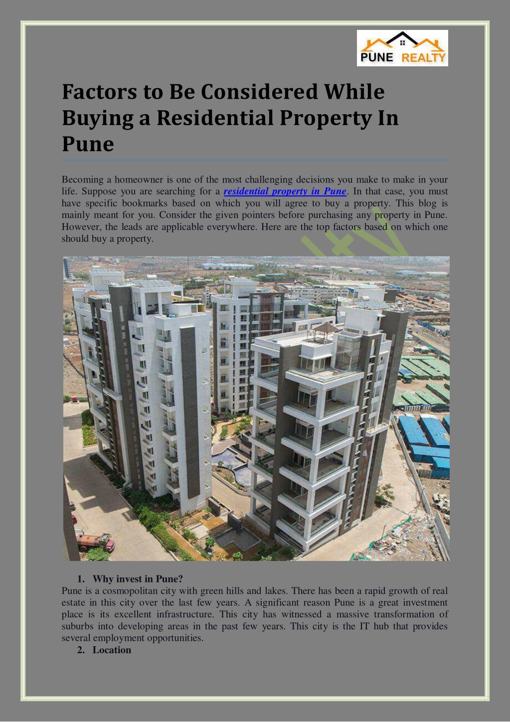 PPT - Factors to Be Considered While Buying a Residential Property In ...
