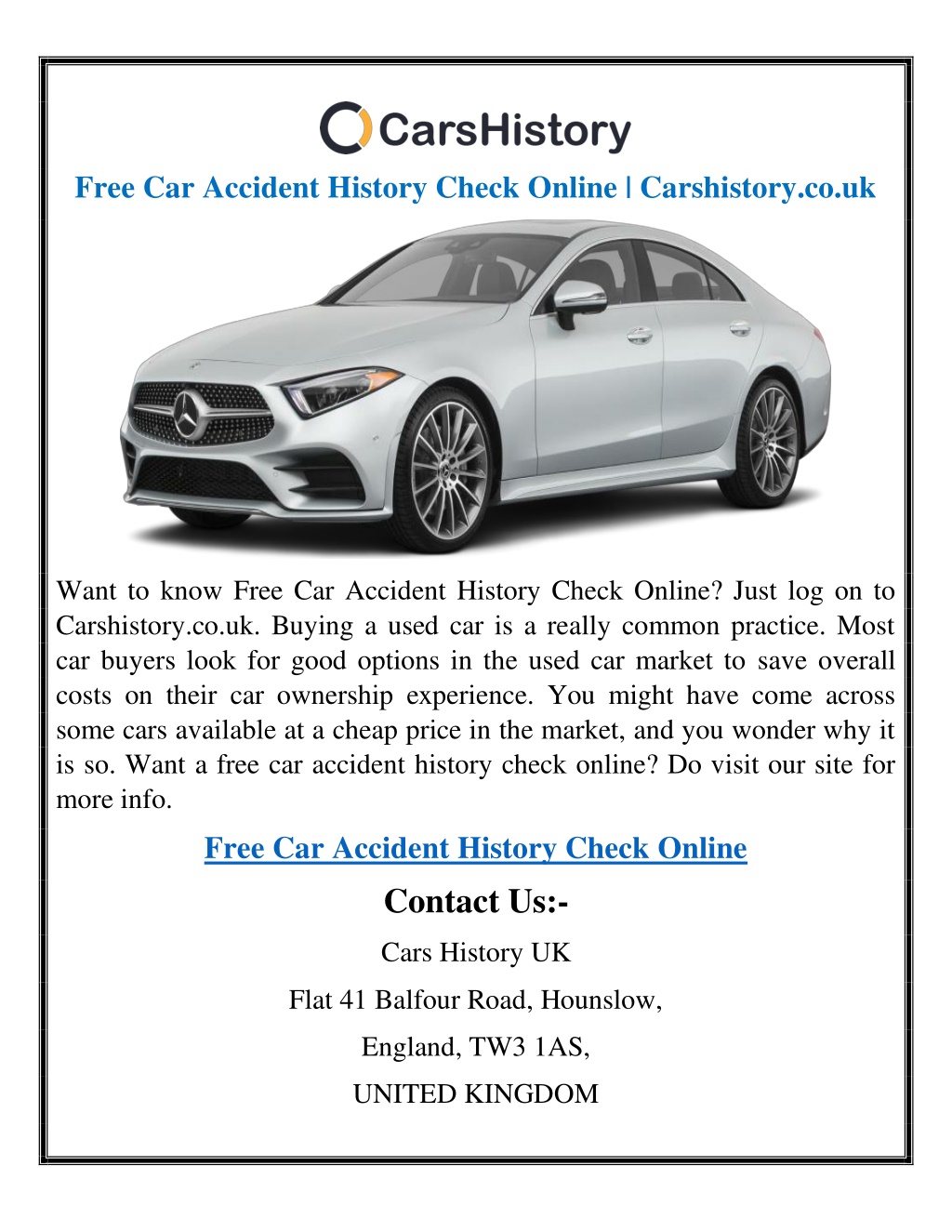 PPT Free Car Accident History Check Online Carshistory.co.uk