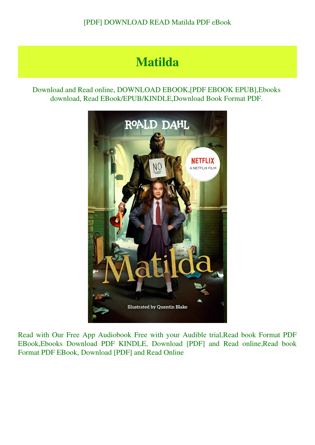 PPT - [PDF] DOWNLOAD READ Matilda PDF eBook PowerPoint Presentation ...