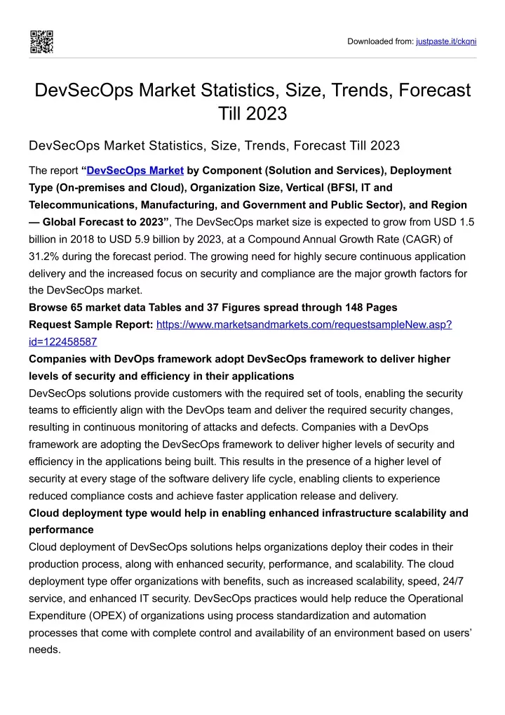 PPT DevSecOps Market Statistics, Size, Trends, Forecast Till 2023