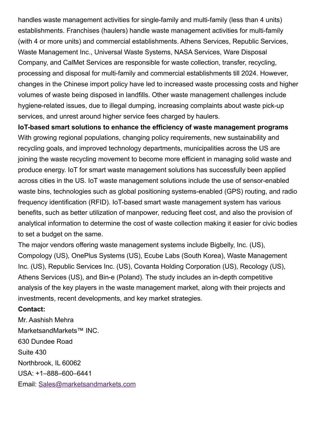 PPT - Opportunity Assessment of Waste Management in US Cities Market ...